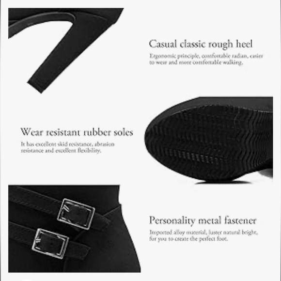 Autumn Round Toe Lace Up Ankle Buckle Chunky High Heel Platform Knight Boots - Picture 5 of 10